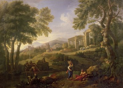 Paisaje clásico con figuras y ruinas de Jan Frans van Bloemen
